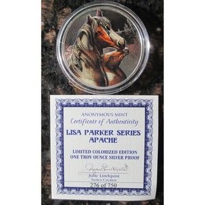 Lisa Parker Series APACHE 1 Troy oz ColorizedSilver Round COA750 Limited Mintage